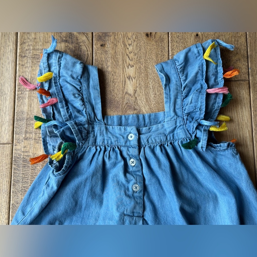 Mud Pie Denim Rainbow Tassel Dress size 5T - Picture 8 of 10